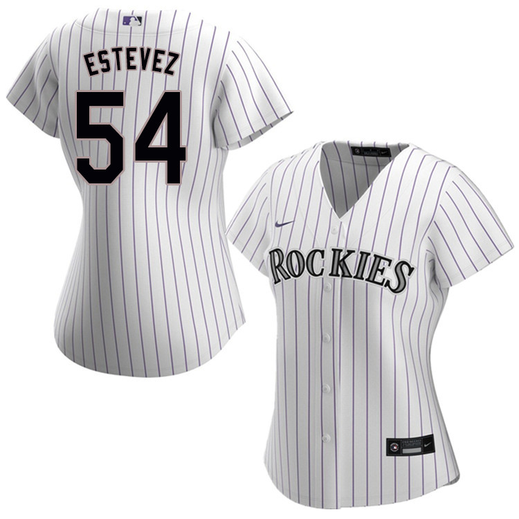 Nike Women #54 Carlos Estevez Colorado Rockies Baseball Jerseys Sale-White